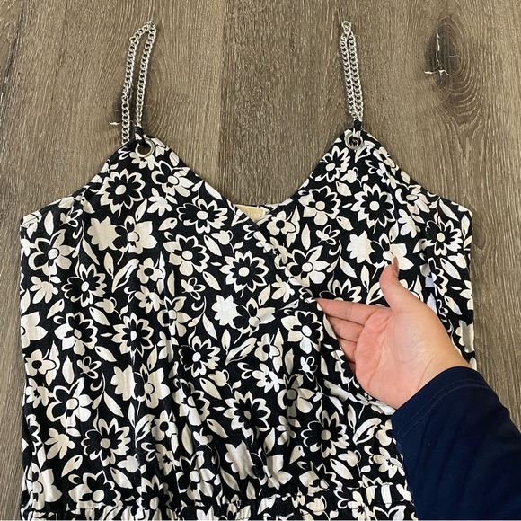 MICHAEL KORS Chain Link Straps Floral Sweatheart Peplum Wrap Blouse Womens Large - Picture 10 of 10